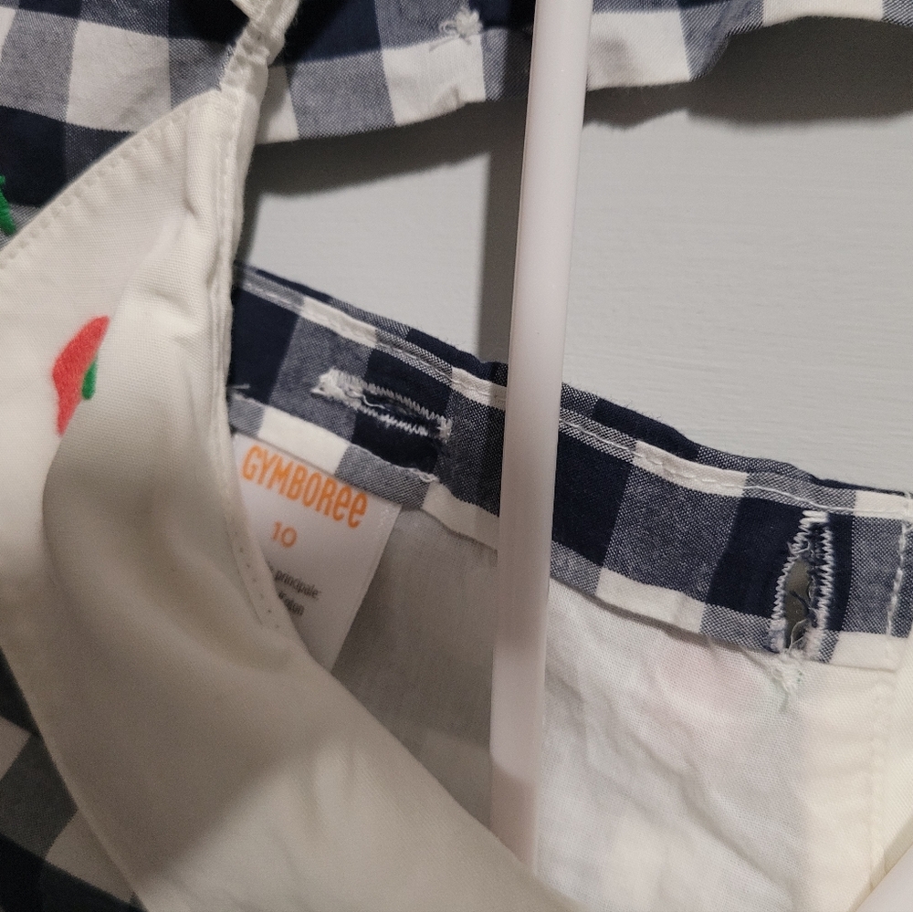 Gymboree Blue and White Gingham Blouse with Playful Hearts - Picture 2 of 4